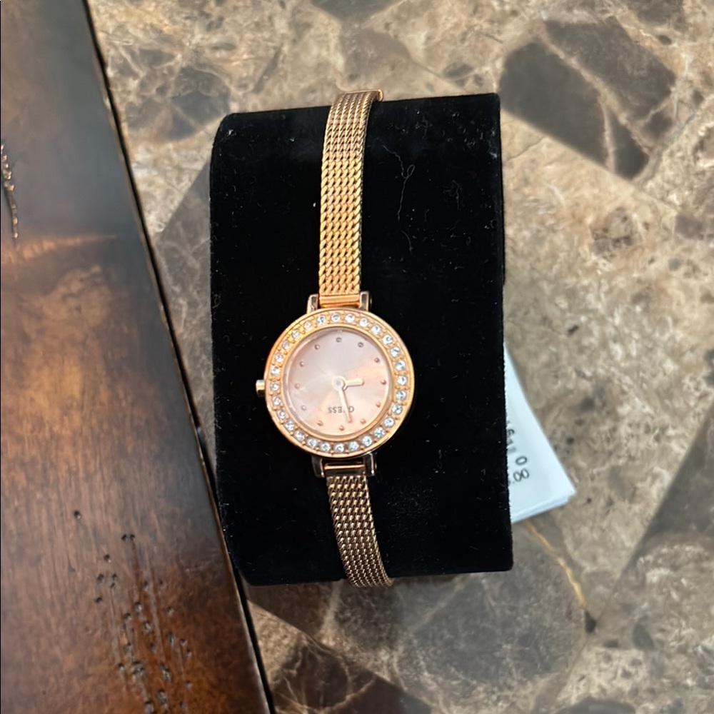 Gold Women's Watch with Crystal Accents